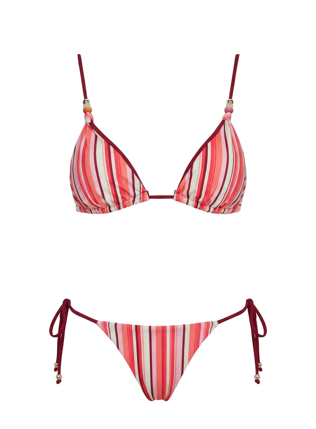 Darling Days Triangle Bead Detail Bikini Top Orange Stripe