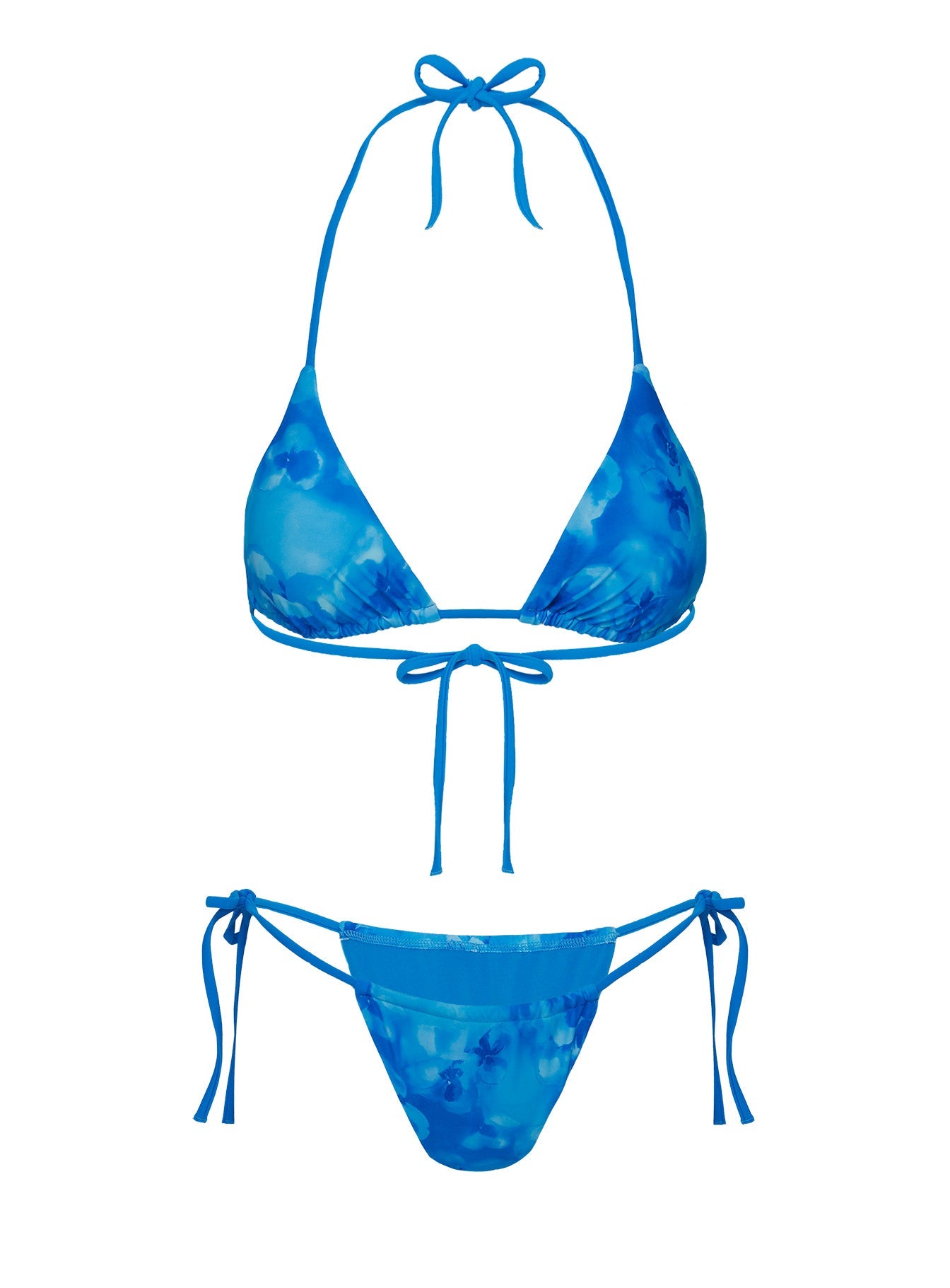 Jenner Tie Side Ruched Bikini Bottom Dark Blue Floral