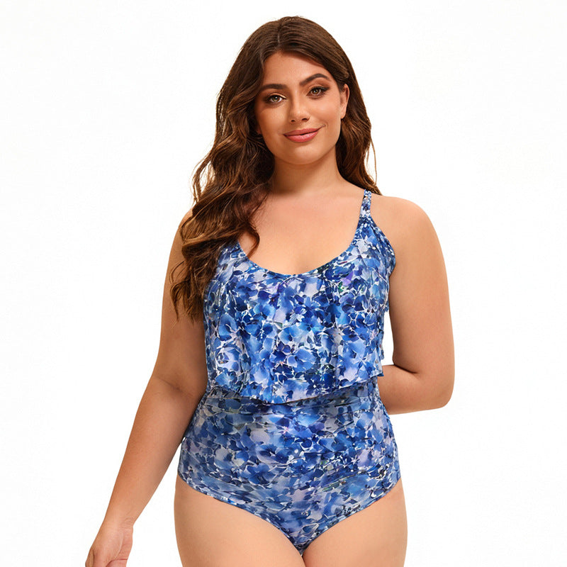 Print Ruffle One-Piece Swimsuit