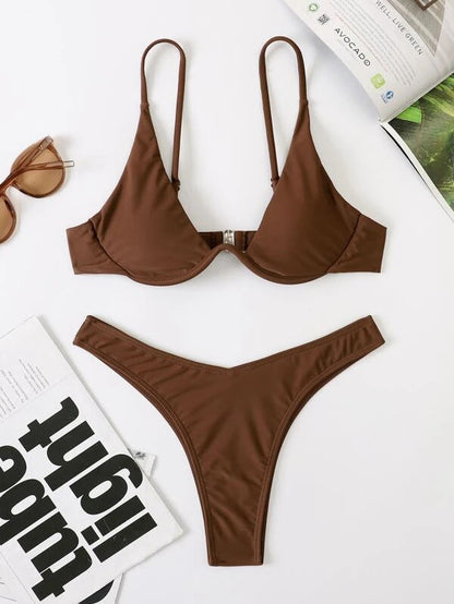 Ruched Slit Bikini Set