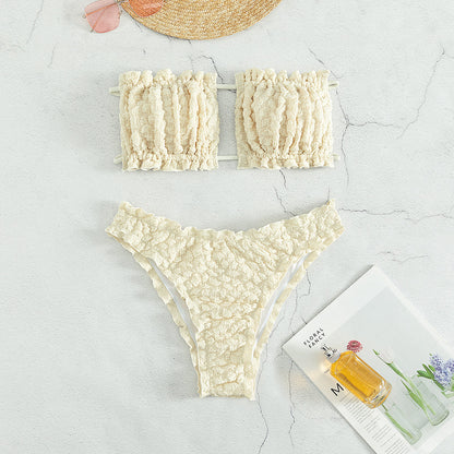 White Pleated Bikini Set