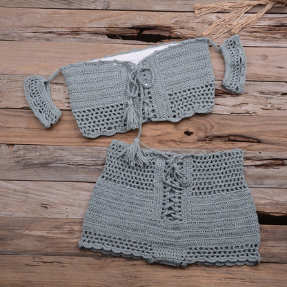Strap Crochet One-Piece Swimsuit
