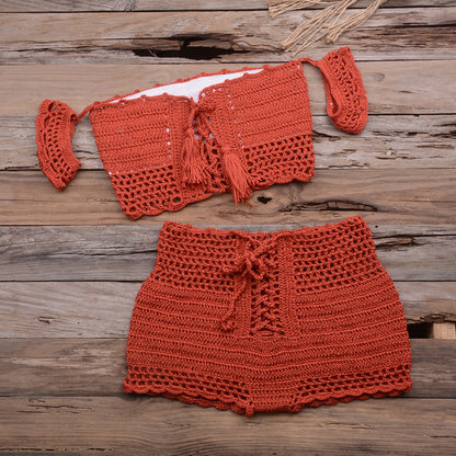 Strap Crochet One-Piece Swimsuit