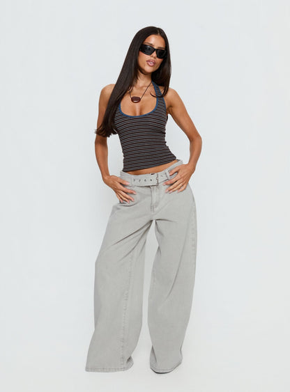 Sugar Talking Halter Top Multi Stripe