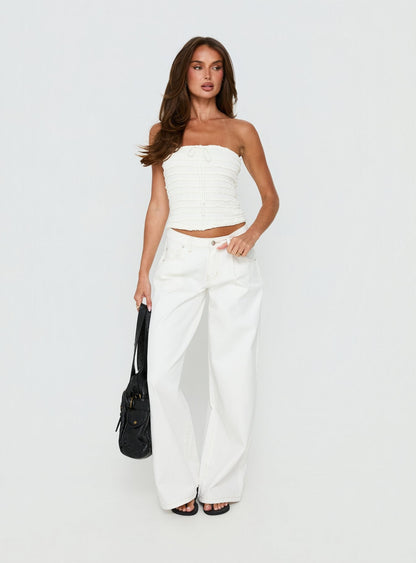 Jaima Textured Strapless Top Cream