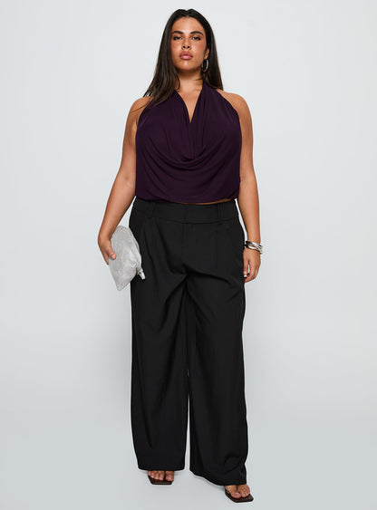 Carefree Days Cowl Neck Top Purple Curve