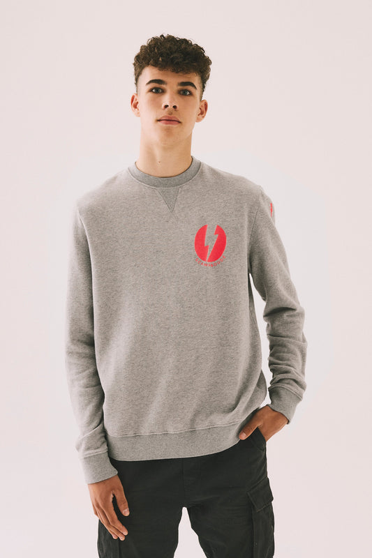 Men's Grey Marl Graphic Bolt Placement Sweatshirt