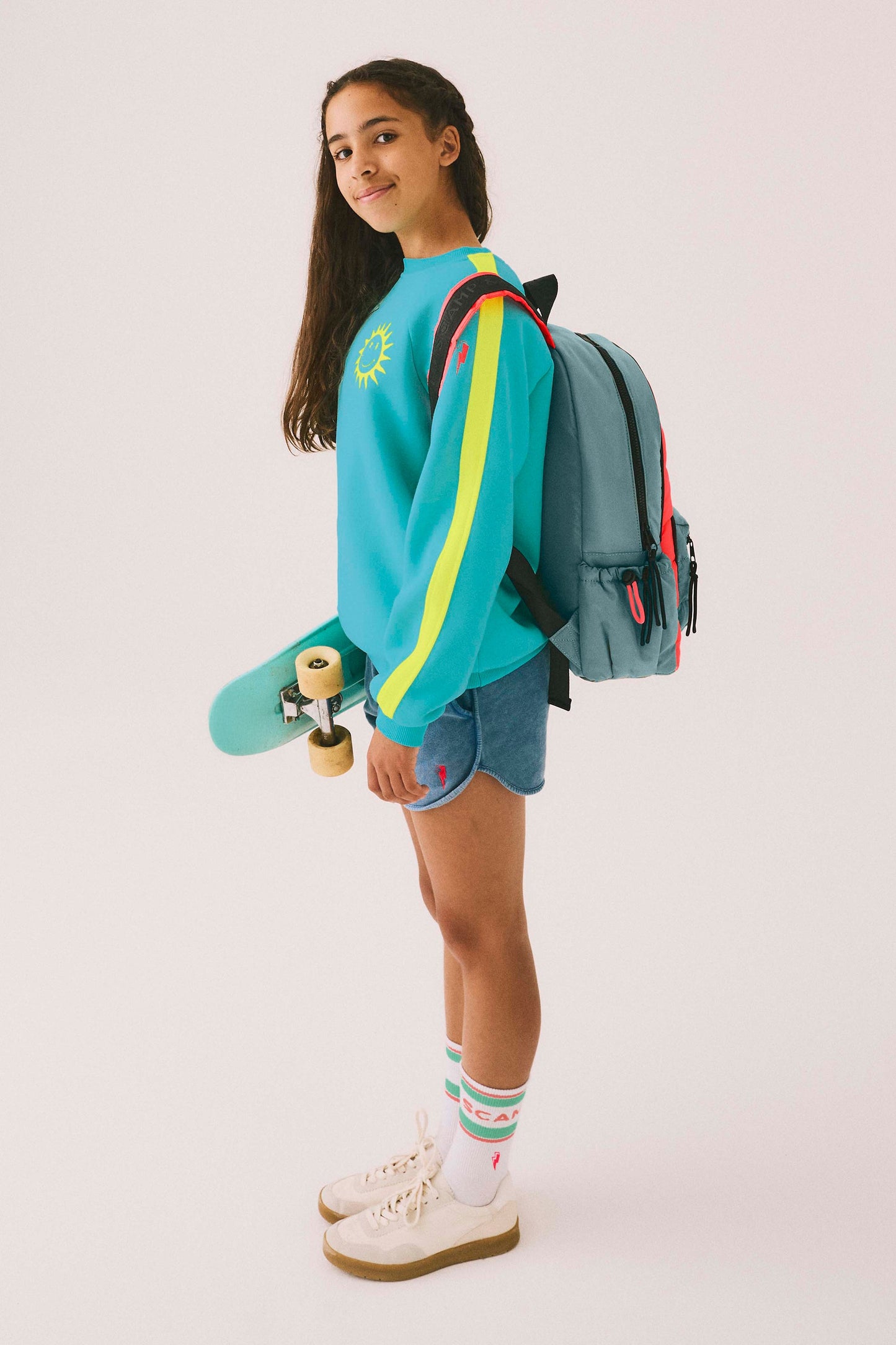 Khaki with Neon Coral Puffer Backpack