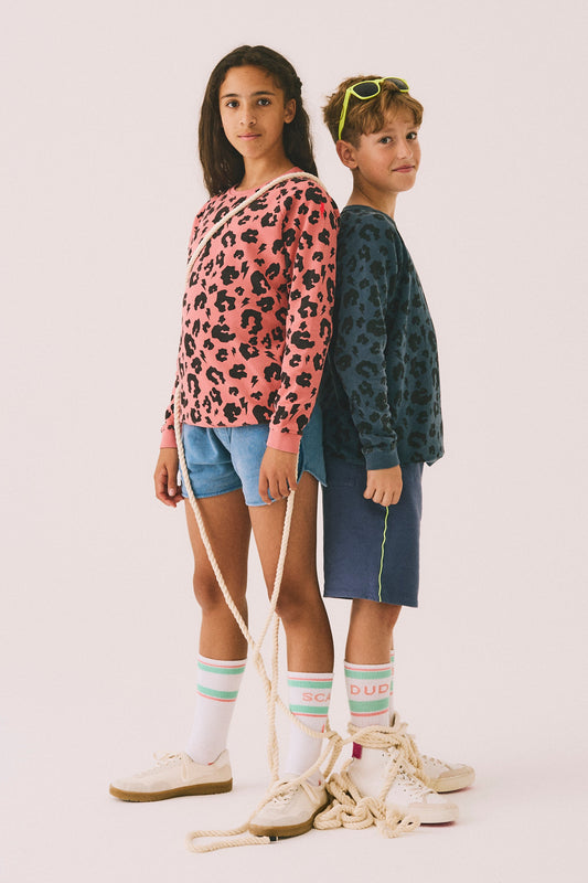 Big Kids Coral with Black Leopard Classic Sweatshirt
