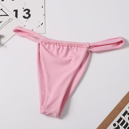 Slit Solid Bikini Set