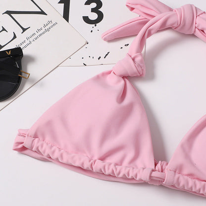 Slit Solid Bikini Set