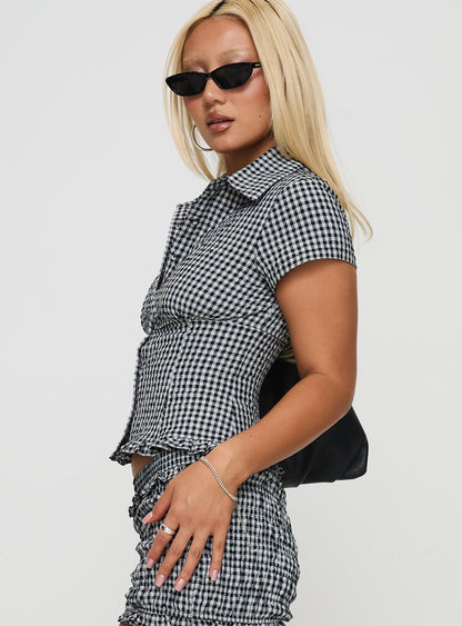 Covey Shirred Puff Sleeve Top Multi Petite