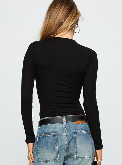 Kandis Long Sleeve Bodysuit Black