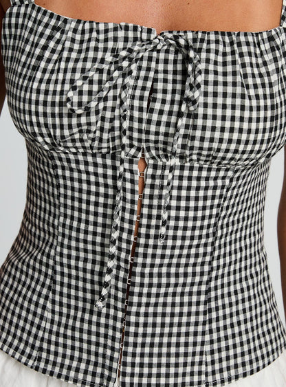 Modern Girl Top Black Gingham