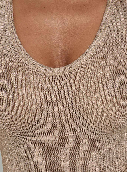 How To Live Tank Top Gold Glitter