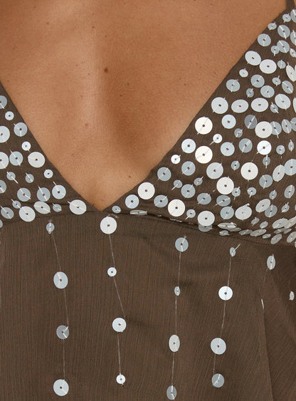 Vinton Button Detail Cami Top Mocha