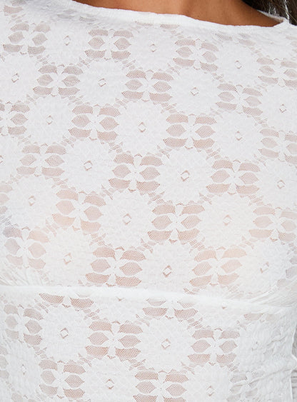 Seraphim Textured 3/4 Sleeve Top White