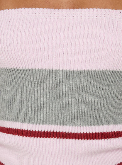 In The Mirror Strapless Top Pink Stripe