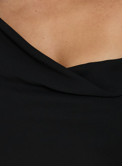 Winding Roads Layered Asymmetrical Top Black