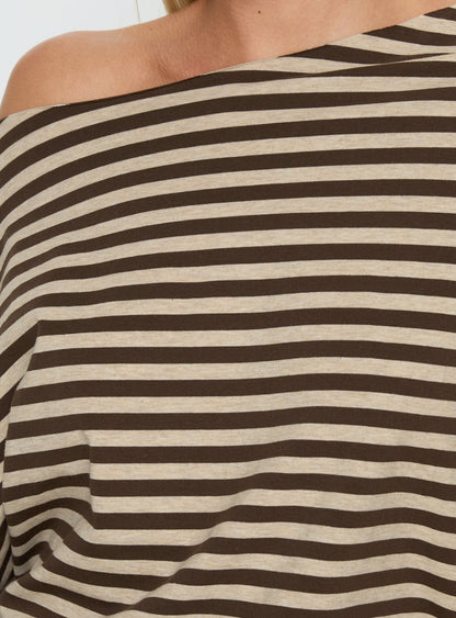 Keyes 3/4 Sleeve Off Shoulder Top Multi Stripe