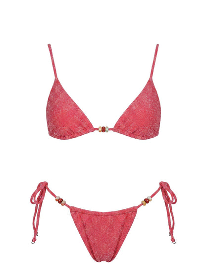 Ellery Tie Side Bikini Bottom Red Shimmer