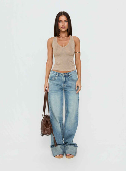 How To Live Tank Top Gold Glitter