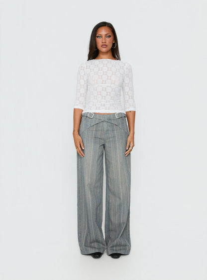 Seraphim Textured 3/4 Sleeve Top White