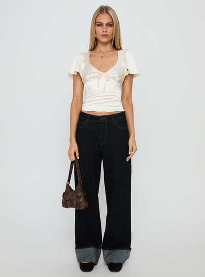 Sun Will Rise Tie Detail Top Cream