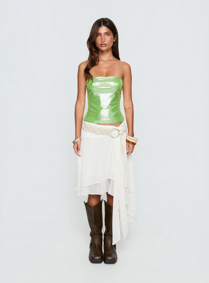Mistyque Strapless Metallic Top Lime