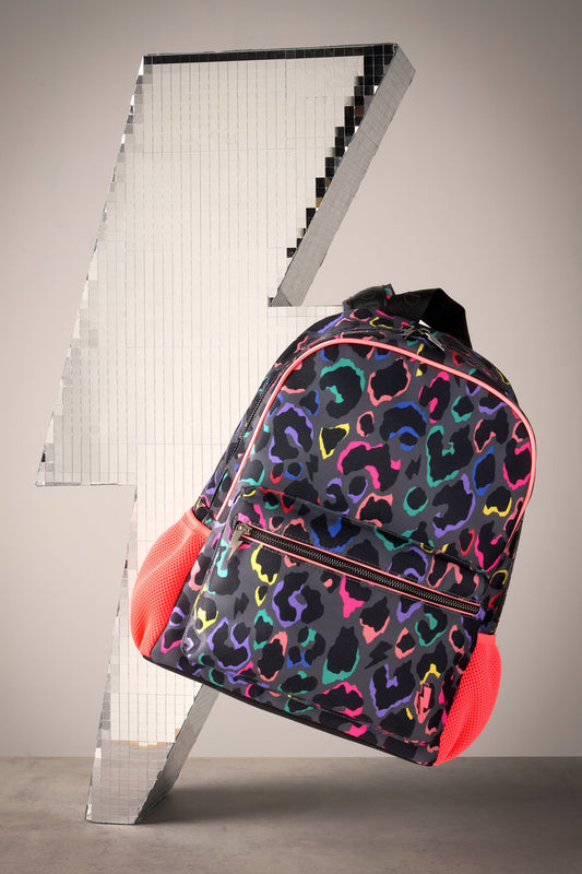 Grey with Rainbow Shadow Leopard Backpack
