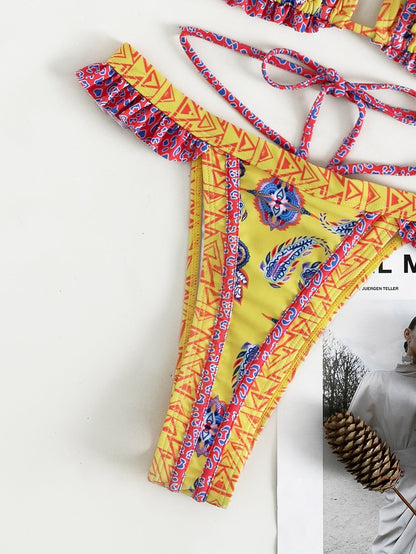 Yellow Halter Bikini Set