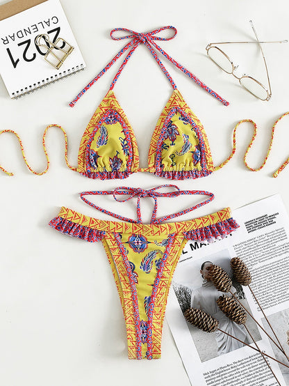 Yellow Halter Bikini Set