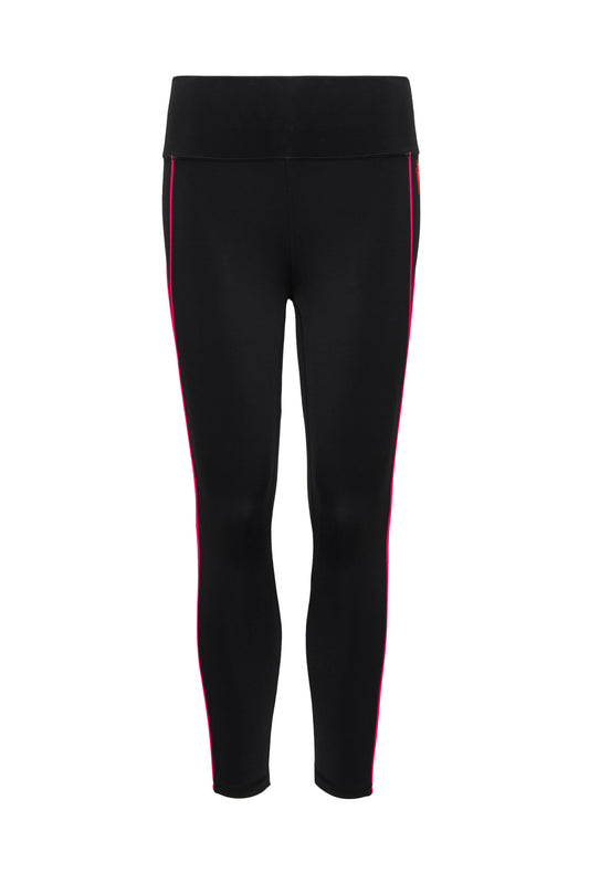 Black with Neon Piping Full Length Active Leggings