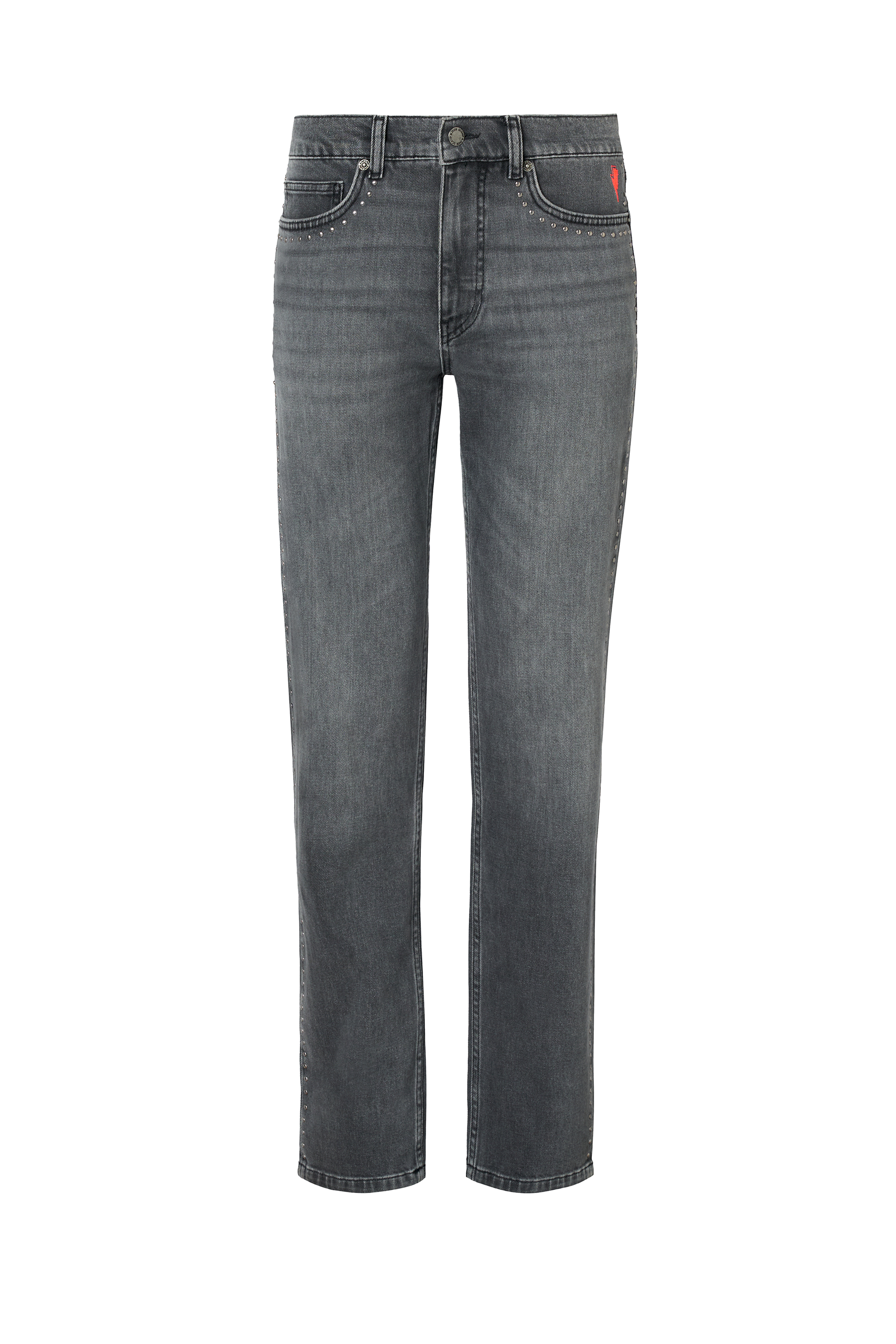 Washed Black Studded Boyfriend Jeans