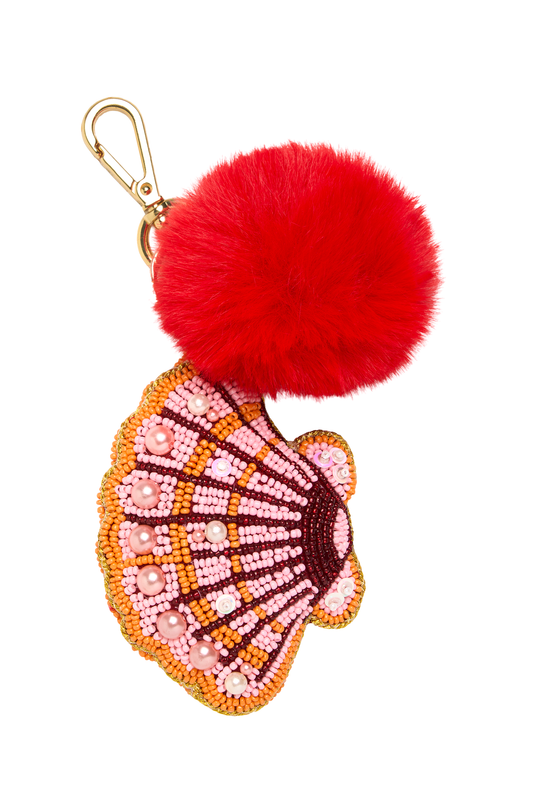 Red Shell Beaded Bag Charm