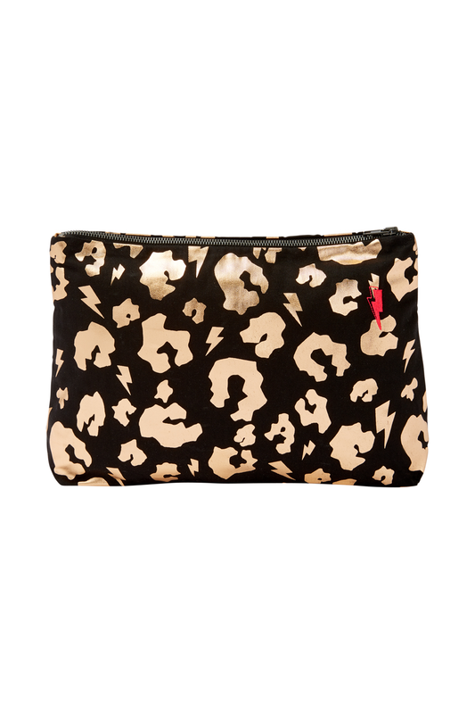 Black with Rose Gold Leopard Swag Bag