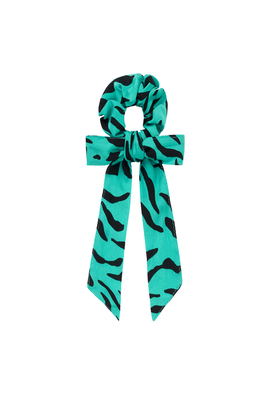 Green with Black Zebra Bow Scrunchie