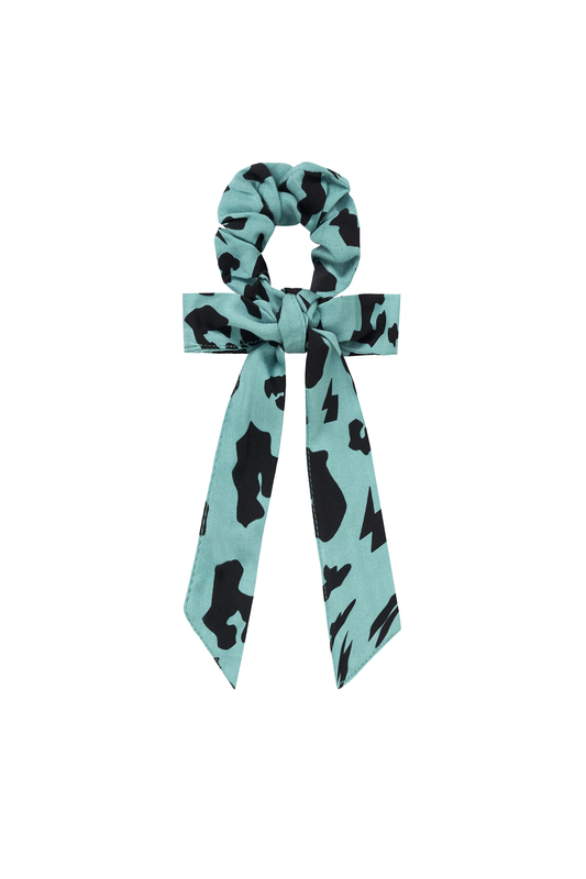 Khaki with Black Leopard Bow Scrunchie