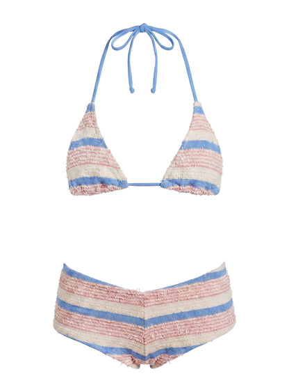 Summer Sweetness Micro Swim Shorts Blue / Pink Stripe