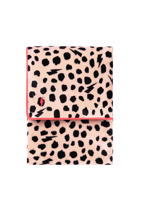 Cream with Black Cheetah Faux Fur Blanket