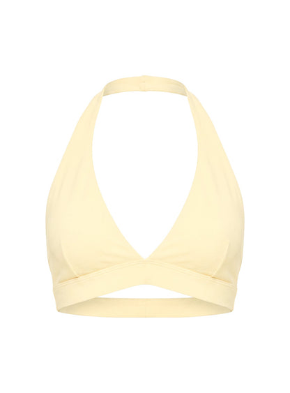 In Motion Active Plunge Halter Crop Top Yellow