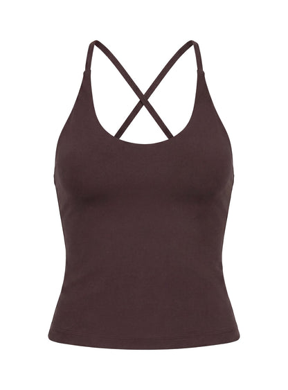 Pace Active Cross Back Tank Top Brown
