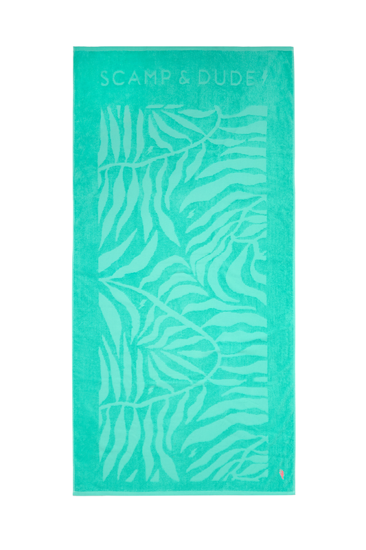 Green Palm Print Beach Towel
