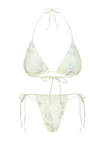 Jenner Tie Side Ruched Bikini Bottom Yellow / Purple Floral