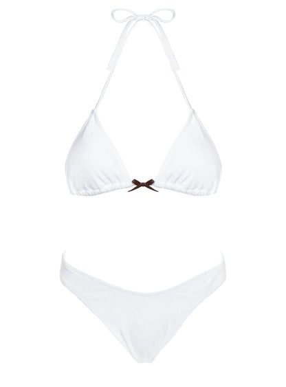 Lucky Bay Anglaise Triangle Bikini Top White