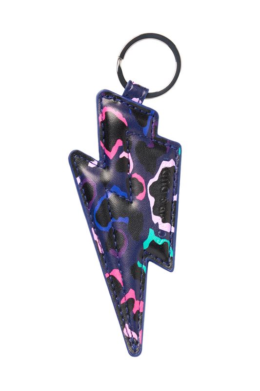 Navy with Pink Snow Leopard Lightning Bolt Keyring