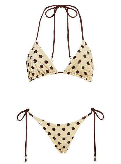 Glora Reversible Tie Side Bikini Bottoms Yellow Polka Dot