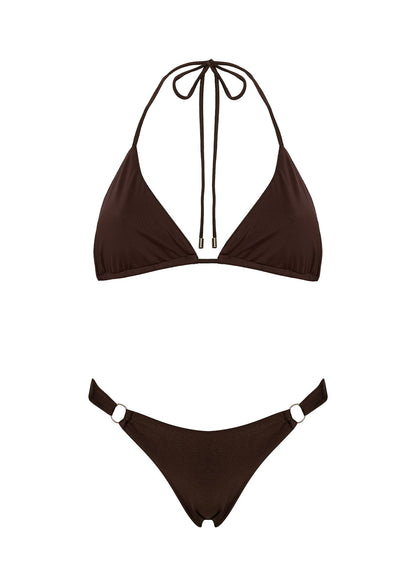 Kennedie Shine High Cut Ring Bikini Bottoms Chocolate Brown