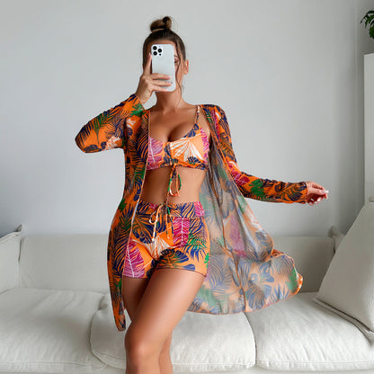 Slit Three-Way One-Piece Swimsuit