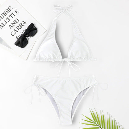 Strap Solid Bikini Set